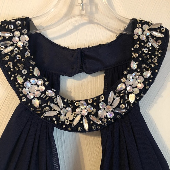 B. Darlin Navy Blue Embellished Open Back Dress - Picture 6 of 13